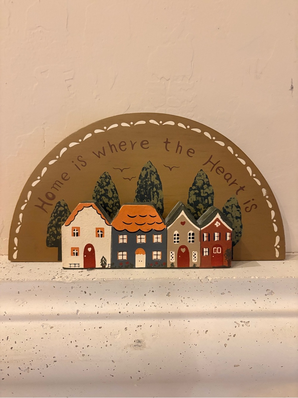 Vintage Rustic 'Home Is Where The Heart Is' Wooden Village Wall Decor